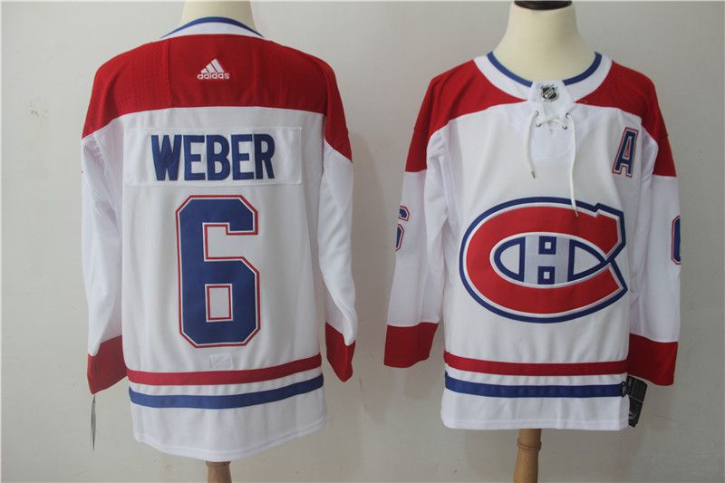 Men Montreal Canadiens 6 Weber white Adidas Hockey Stitched NHL Jerseys